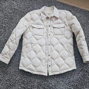Marine Layer Cream Quilted Puffer Jacket Size Small